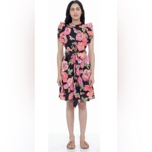 Banjanan Audrey Mini Dress, Eliza's Rose Garden Black Butterflies Floral